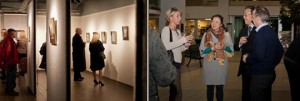 Left/Right: Among the visitors were a number of my hubby’s work colleagues: Bruce, Susan, Marta, Kathy and her husband Eric – they had such enthusiastic comments and thoughts to share about my work. Kevin’s here in the very far right-hand corner.