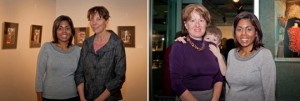 Left: Penelope Kokkinos, Gallery Coordinator and I; Right: My best friend from high school, Tammy and her son Sam came out to support me… Sam wrote a wonderful comment in my guest book…