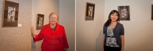Left: Olive looking lovely in red; Right: Maya, Gallery Assistant and a talented artist herself, was a great help.