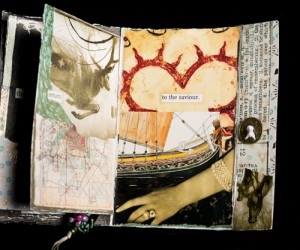 Page 4/5 of my mini collage book for Gillian Jansen, 3.5 x 5 inches (approx.), Collage/Mixed Media, January 2011