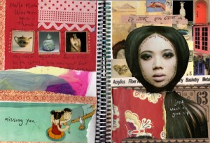 “Missing You” (Left); "Giving Up" (Right), Collage Journal Page, 5 x 7 inches, January 2012