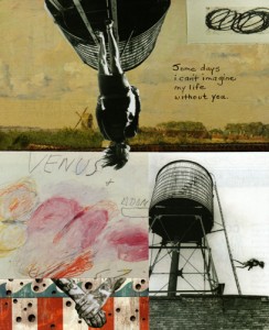 "Venus & Adonis" Collage Journal Page, 7.25 x 6 inches, March 31, 2012; Text: "Some days I can't imagine my life without you."