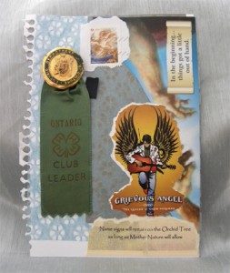 Connie Howes-Davidson's first journal page (Collage, 5 x 7 inches, February 2012) inspired by her Mom... so cool.