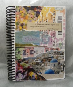 Connie Howes-Davidson's second journal page (Collage, 5 x 7 inches, February 2012) which was inspired by a favourite quilt. Quote: “A man is not old until regrets take the place of dreams.” Ansene Houssaye