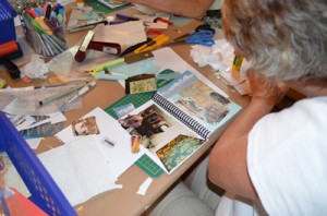 Ambitious Mary working on a two-page spread, May 2012