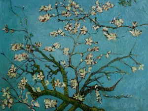 Painting by Vincent Van Gogh: “Almond Branches in Bloom, Saint Remy”, Oil on canvas, circa 1890.