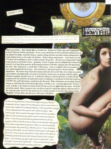 Page 1: letter to Josephine on my collage stationary, September 2004.