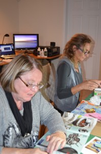 Sharon Michaelson and Toni Newman working on their journal pages, October 20, 2012.