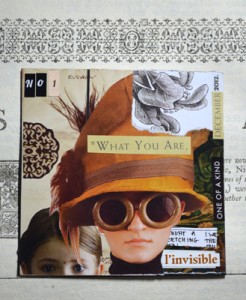 The front cover of Michelle Casey's Zine L'invisible/The Invisible takes the reader through a series of journeys through the artist's mind...
