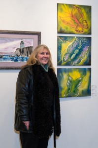 Aimée Britten and her triptych, Heartwood Gallery, "Inner Beauty" Opening, February 2013