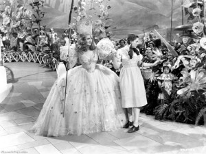 Glinda the Good Witch of the South and Dorothy on the yellow brick road to the magical land of Oz...