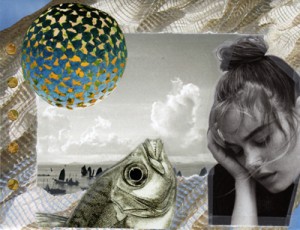 My sea-themed collaged envelope (front cover)