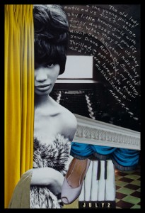 Michelle Casey, "Supreme Beings", Collage/Mixed Media Journal Page, 8.5 x 6 inches, July 2011. Photo of girl by Doug Inglish, The Block, #22, Summer, 2010