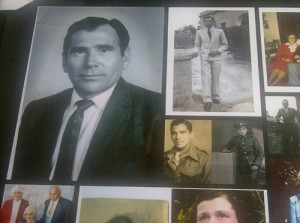 Detail of my uncle's photo collage. Top left and four images to the right are of Doug; the one on the bottom right is his mom.