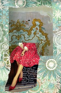 Michelle Casey, Untitled, Collage/Mixed Media, 7.5 x 12 inches, 2013. Quote: "Be soft. Do not let the world make you hard. Do not let pain make you hate. Do not let the bitterness steal your sweetness." by K. Vonnegut