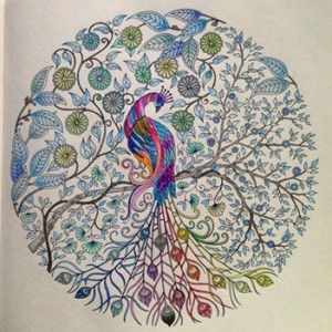 A beautiful page coloured by a fan of The Secret Garden colouring book...