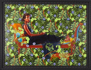 Kehinde Wiley, Juliette Recamier, 2012, Oil on linen, 72 inches x 96 inches quotes Jacques-Louis David's painting (see below)